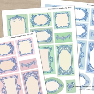 Tarjetas de diario pastel, diario basura vintage, diario basura rosa, ATC Shabby Chic, kit digital, inserto de diario vintage, efímera azul pastel imagen 2