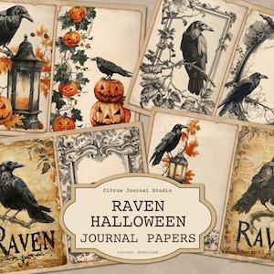 Rabe Junk Journal, Vintage Halloween, Kürbis Junk Journal, Junk Journaling, Vintage Rabenvogel, Halloween Junk Journal