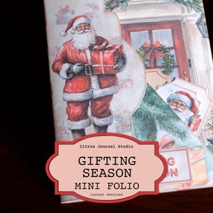 Mini Folio Bożonarodzeniowe, Folio Sezonu Prezentów, Vintage Christmas, Folio Świąteczne, Dziennik Świętego Mikołaja, Tagi Świętego Mikołaja, Dziennik Świątecznych Rupieci
