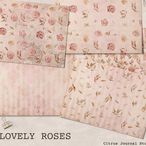 Roses Paper, Junk Journal, Printable Journal, Collage Sheets, Shabby Journal, Roses Tags, Ephemera Journal, Junk Journal Kit, Journal Tags