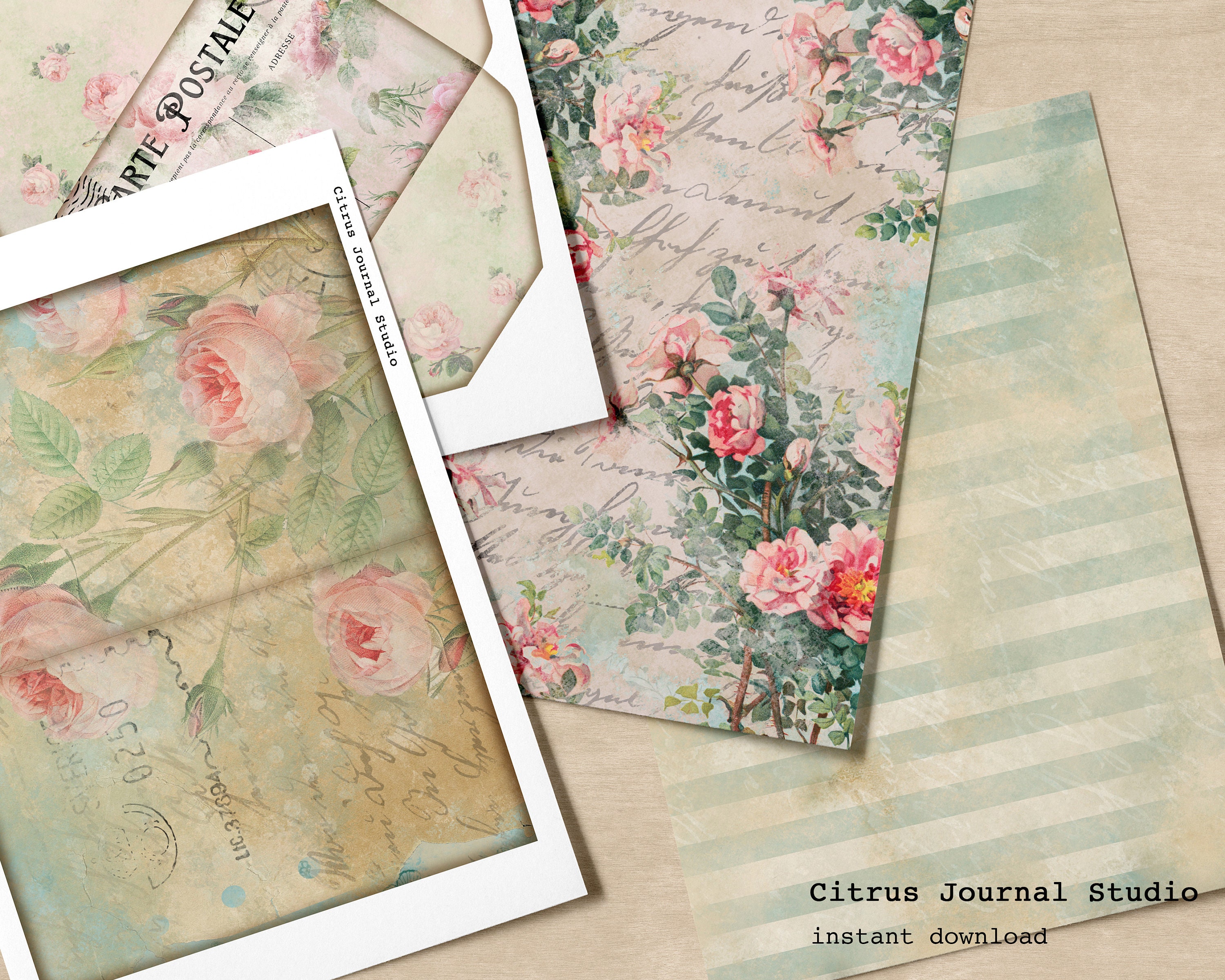 Folio Journal, Junk Journal Kit, Collage Sheet, Pocket Tag, Journal Tag ...