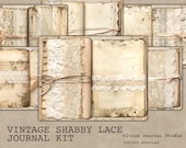 Lace Junk Journal, Shabby Chic, Vintage Journal, Neutral Junk Journal, Junk Journaling, Journal Tags, Victorian, Boho, Digital Kit, Roses