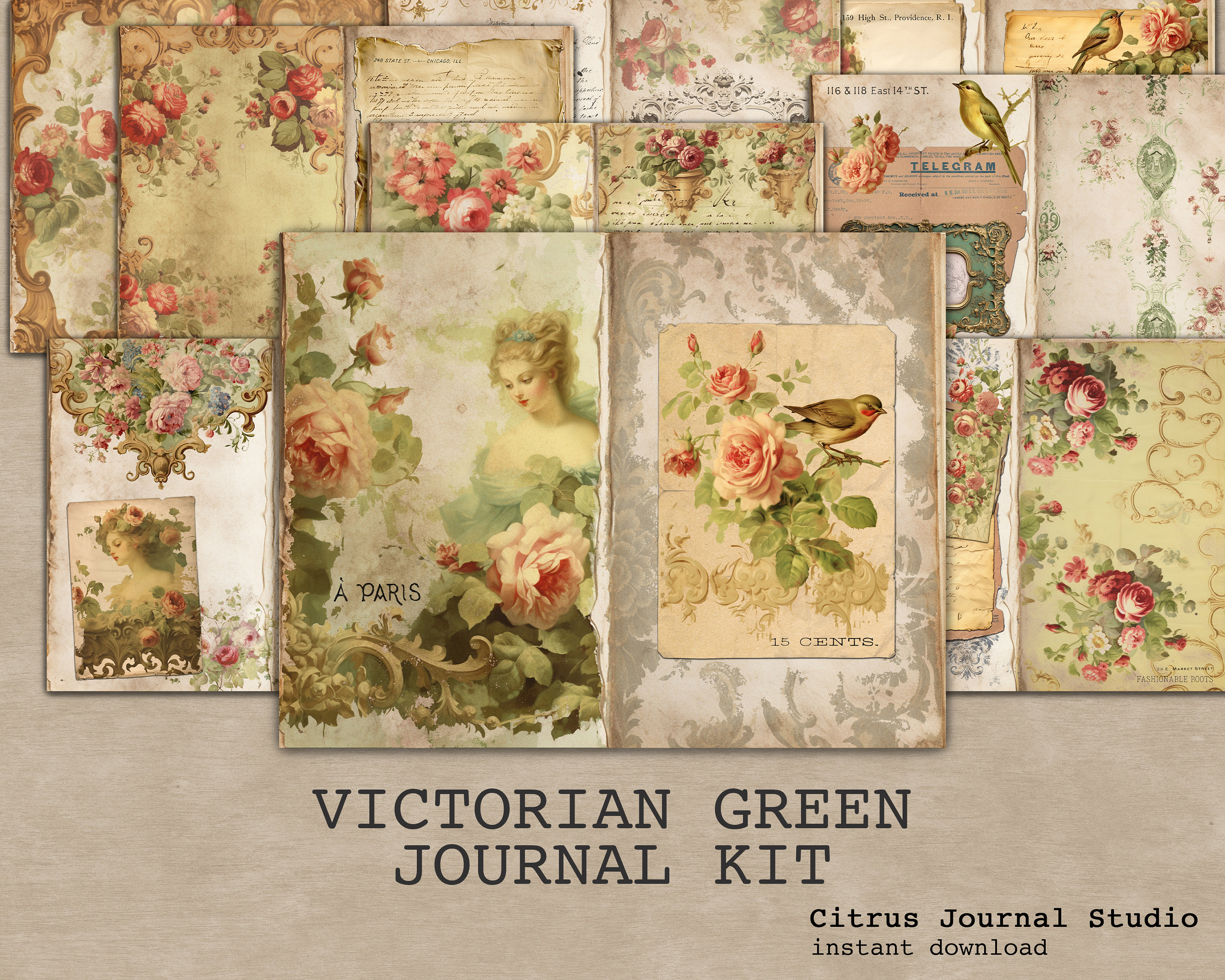 Green Journal, Shabby Chic, Victorian Junk Journal, Vintage Journal, Birds, Roses Junk Journal, Junk Journaling, Journal Tags, Digital Kit - Etsy Green Journal, Shabby Chic, Victorian Junk Journal, Vintage Journal, Birds, Roses Junk Journal, Junk Journaling, Journal Tags, Digital Kit - Etsy