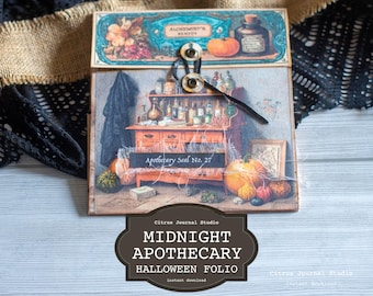 Apothekersfolio, Halloween-junkdagboekkit, drankjeslabels, Witchy-tags, raaf, efemere raaf, vintage drankje receptkaarten afdrukbaar