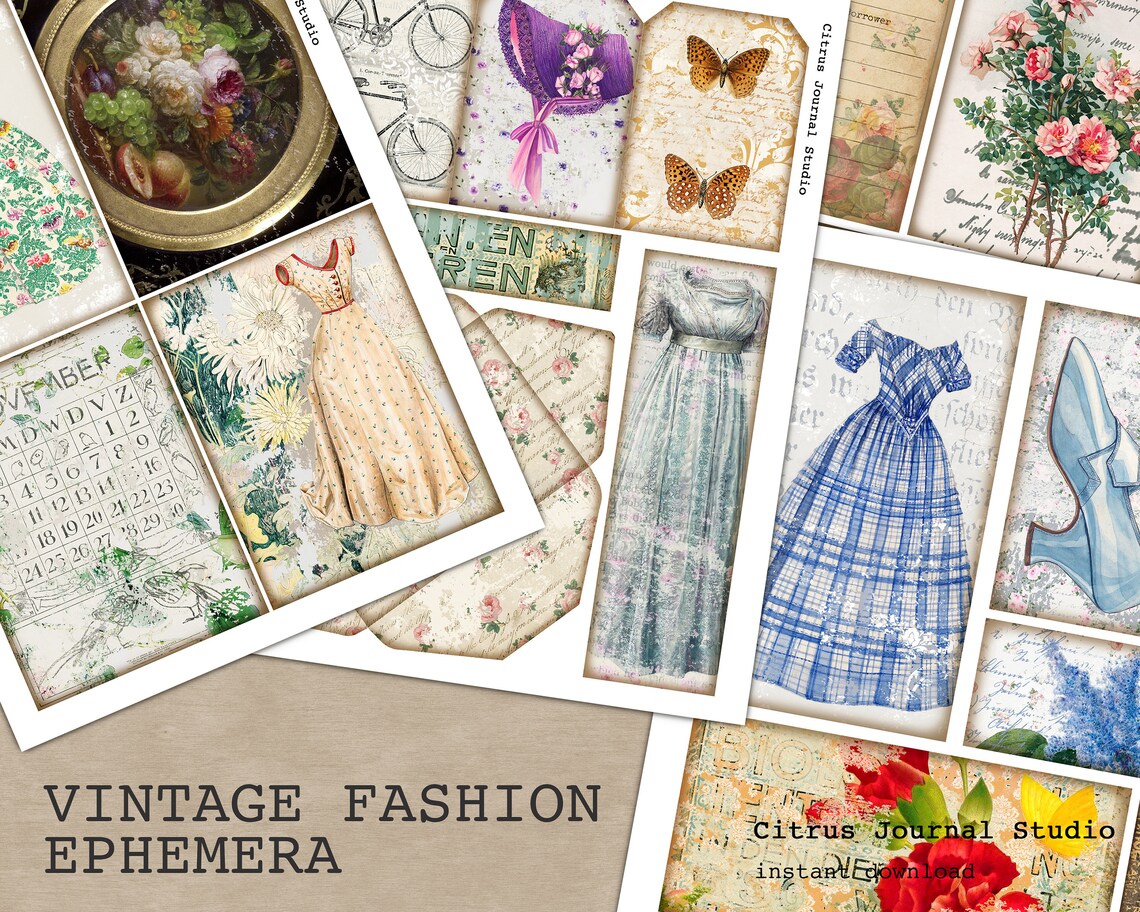 French Ephemera, Junk Journal Kit, Journal Insert, Journal Tags ...