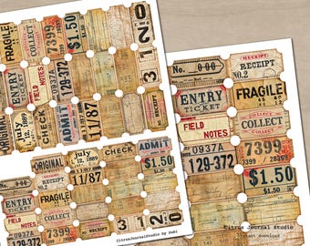 Vintage Tickets, Number Tickets, Admit Tickets, Vintage