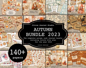 Autumn Bundle 2023, Junk Journal Bundle, Pumpkin Journal, Autumn Ephemera, Fall Junk Journal, Autumn Tags, Thanksgiving Bundle, Pocket Tags