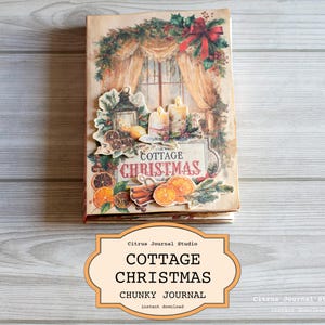 Cottage Christmas Chunky Junk Journal, Vintage Urlaub Tags