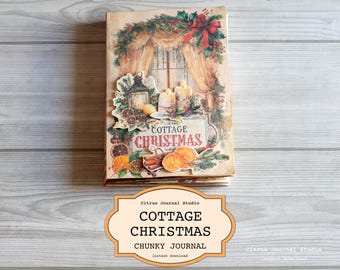 Cottage Christmas Chunky Junk Journal, Vintage Holiday Tags
