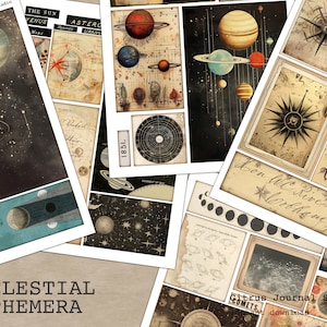 Celestial Ephemera, Junk Journal, Journal Insert, Planeten, Ephemera, Digital Kit, Alchemie, Vintage, Cosmos, Celestial Journal, Moon Journal