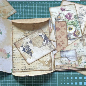 Folio Journal, Junk Journal Kit, Collage Sheet, Pocket Tag, Journal Tag, Ephemera, Embellishment, Trifold, Grunge, Digital Kit, Damask