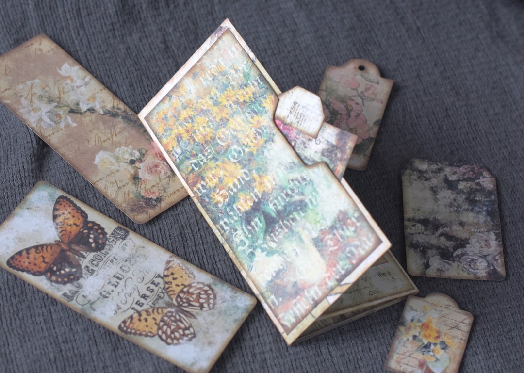 Folio Journal, Junk Journal Kit, Collage Sheet, Pocket Tag, Journal Tag ...
