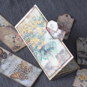 Folio Journal, Junk Journal Kit, Collage Sheet, Pocket Tag, Journal Tag, Ephemera, Verfraaiing, Drievoudig, Folio, Digitale Kit, Floral Geel