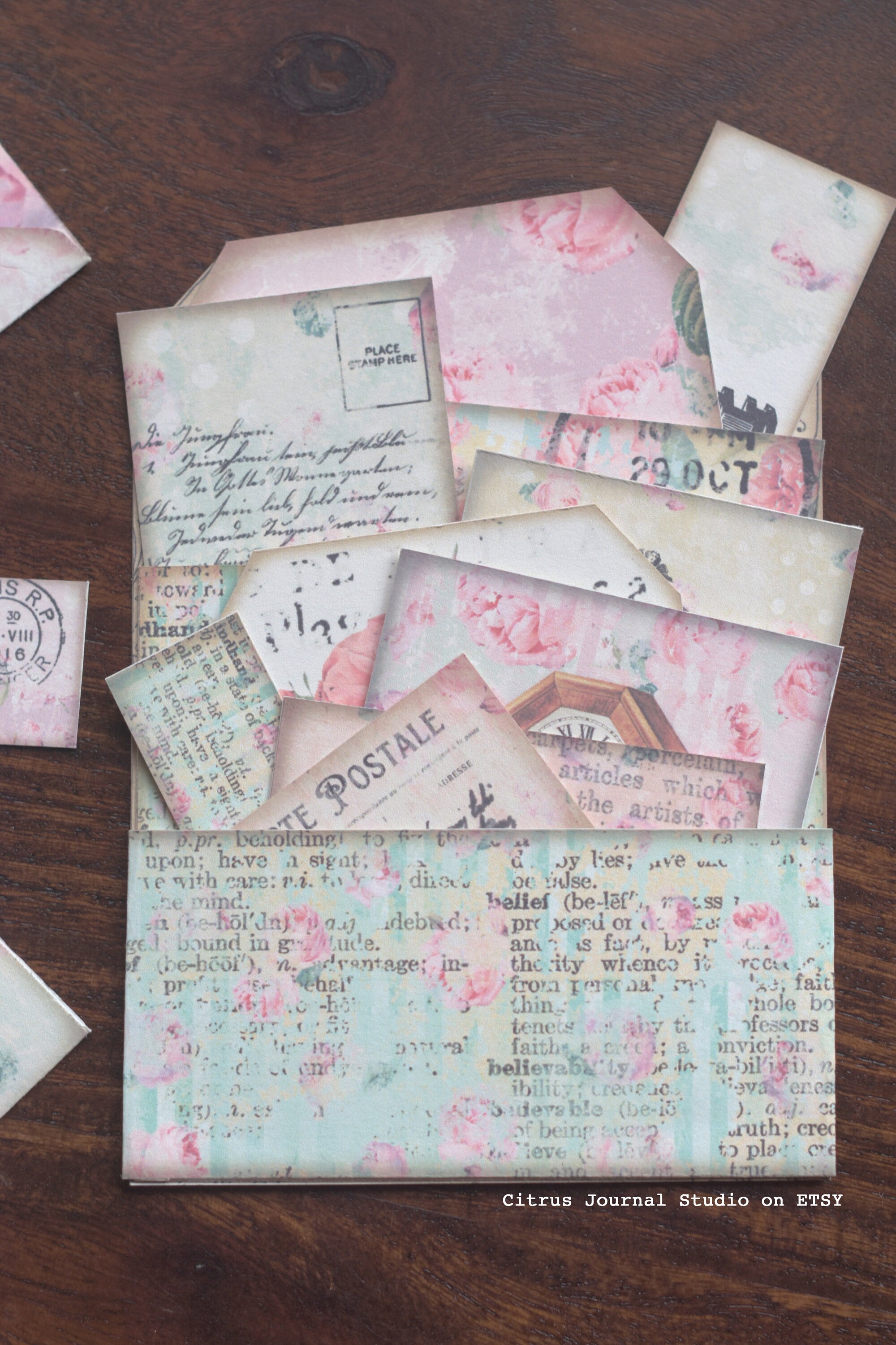 Shabby Chic Pocket Tags Junk Journal Kit Printable - Etsy