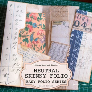 Cuaderno de notas basura, cuaderno de notas basura neutro, cuaderno plegable, etiquetas de bolsillo, diario de mariposas, material efímero vintage, cuaderno estrecho, etiquetas botánicas