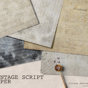 Grunge Junk Journal Kit, Vintage Script Collage Sheets, druckbares Scrapbook Papier, antikes Dekorpapier, Digital Download Journal Kit