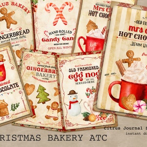 Christmas Tags, Junk Journal Kit, Christmas Ephemera, Vintage Christmas, ATC, Mrs Claus Sign, Christmas Bakery, Christmas Sweets, Ephemera