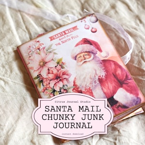 Message du père Noël, Journal indésirable, Journal de Noël, Noël rose, Sapin de Noël, Étiquettes de Noël, Éphémères roses, Folio pliant, Boulangerie de Noël