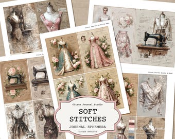 Vintage Sewing Machine Ephemera – Victorian Seamstress Junk Journal Inserts (Digital Download)