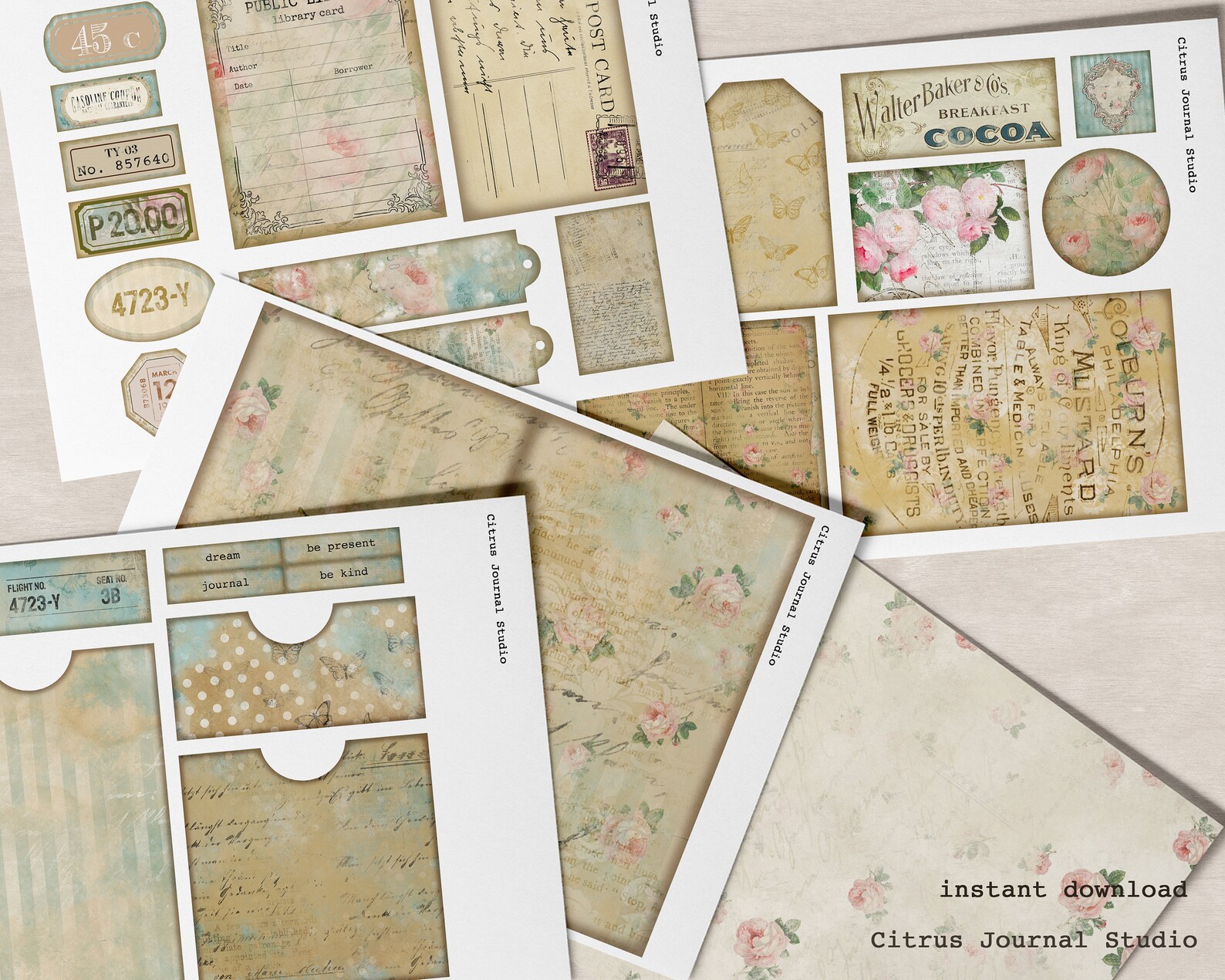 File Folder Junk Journal Kit Folio Journal Insert Collage Etsy