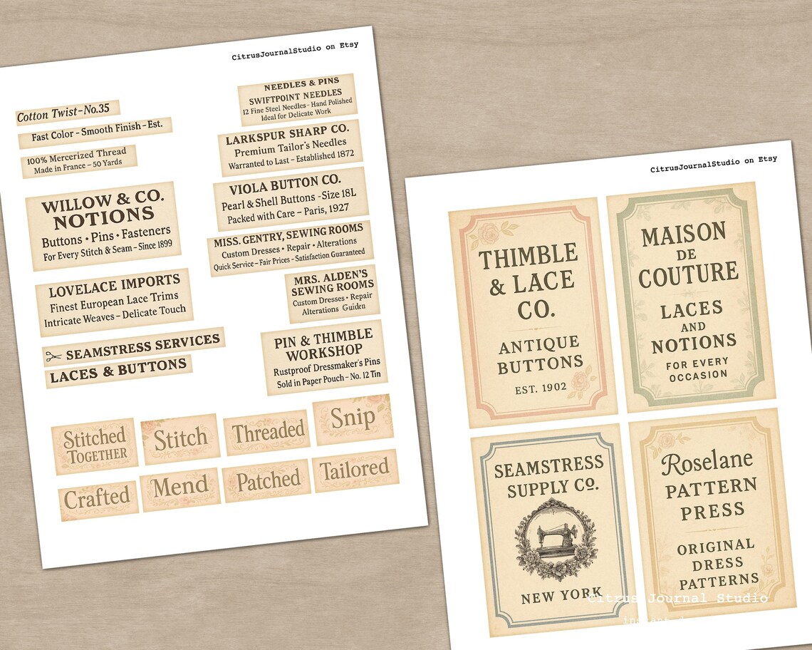Sewing Machine And Labels Vintage Sewing Ephemera Printable – Sewing Machine Labels & Seamstress ...