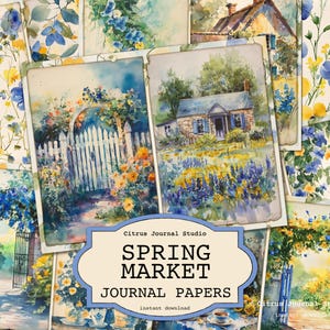 Frühling Junk Journal, Floral Junk Journal, Gelb Floral Junk Journal, Blau Junk Journal, Frühling Cottage, Frühlingsmarkt Journal, Frühlingspapier