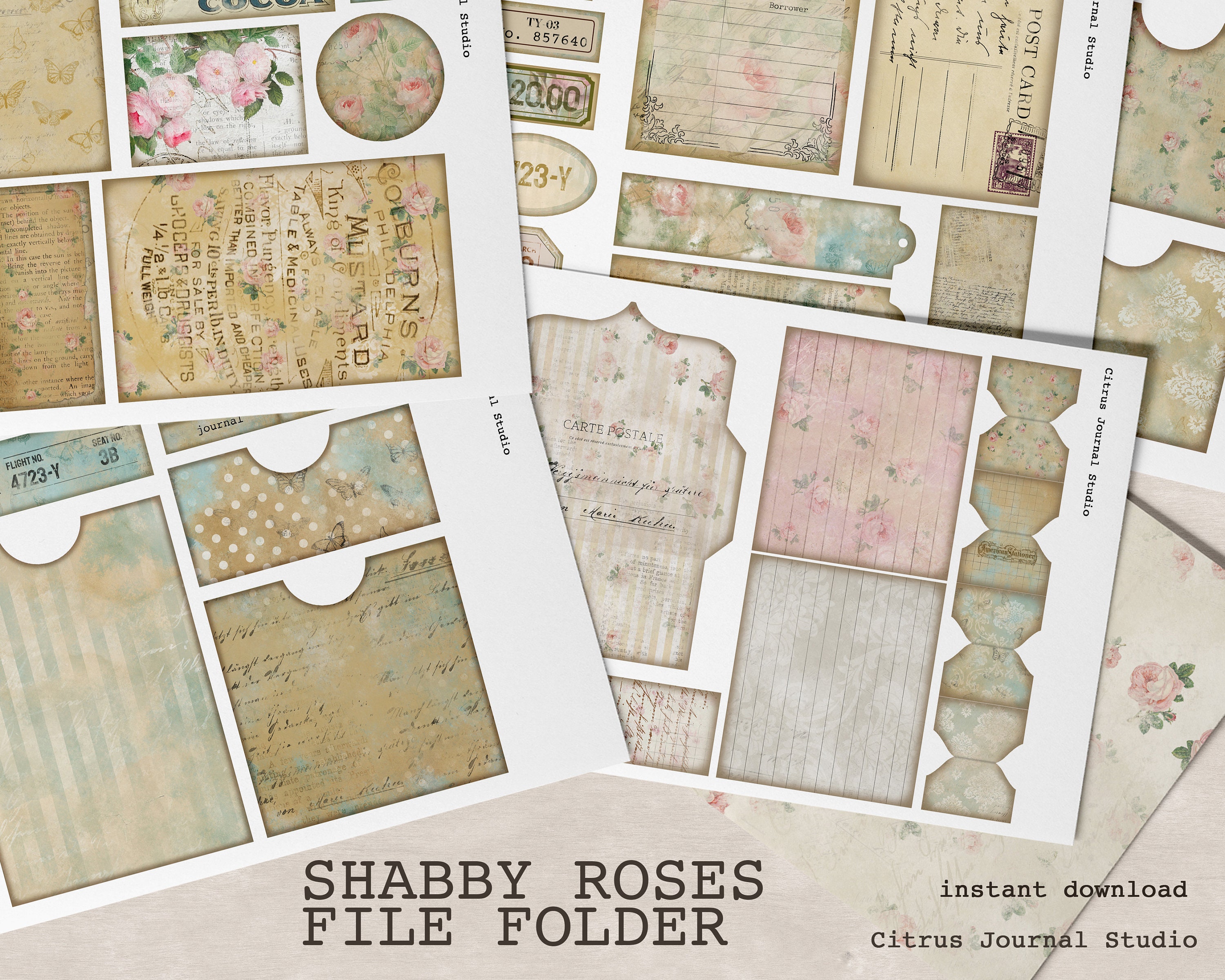 File Folder Junk Journal Kit Folio Journal Insert Collage Etsy