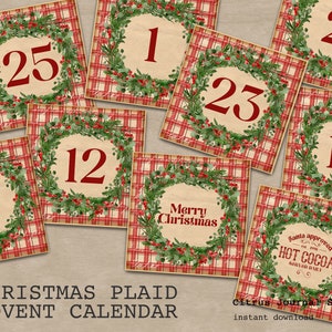 Kerstadventskalender, Junk Journal, Vakantienummers, Kerstkalender, Vintage Ephemera, December Dagelijks, Aftellen, Kerstnummers