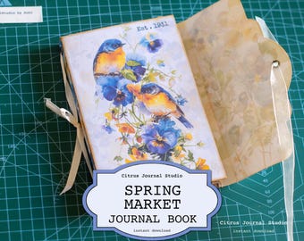 Spring Junk Journal, Junk Journal Kit, Floral Ephemera, Blue Junk Journal, Bird Journal, Blue Flower Tags, Spring Ephemera, Spring Tags
