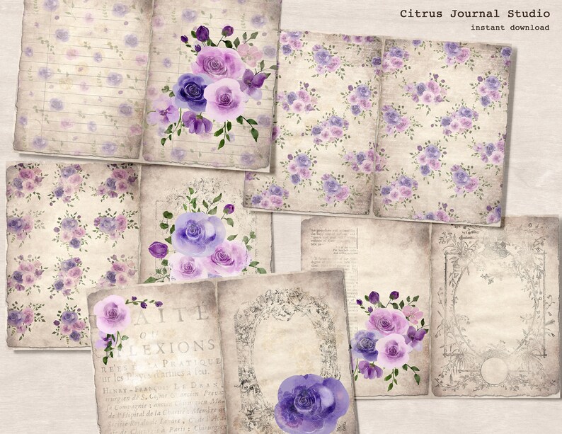 Purple Junk Journal Printable Journal Lavender Paper - Etsy