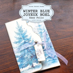 Folio de Noël, Joyeux Noel, folio d'hiver, folio pliant, étiquettes hiver, journal indésirable de Noël, folio bleu, étiquettes du père Noël, étiquettes d'arbre de Noël