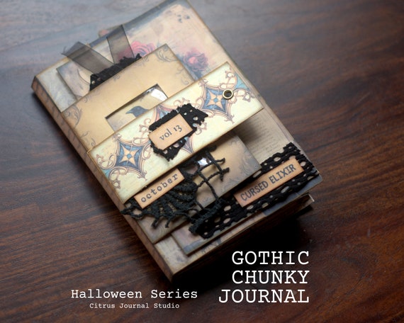 Gothic Journal, Halloween Junk Journal, Chunky Journal, Vintage Halloween, Witch Journal, Spooky Halloween, Potion Labels, Halloween Tags