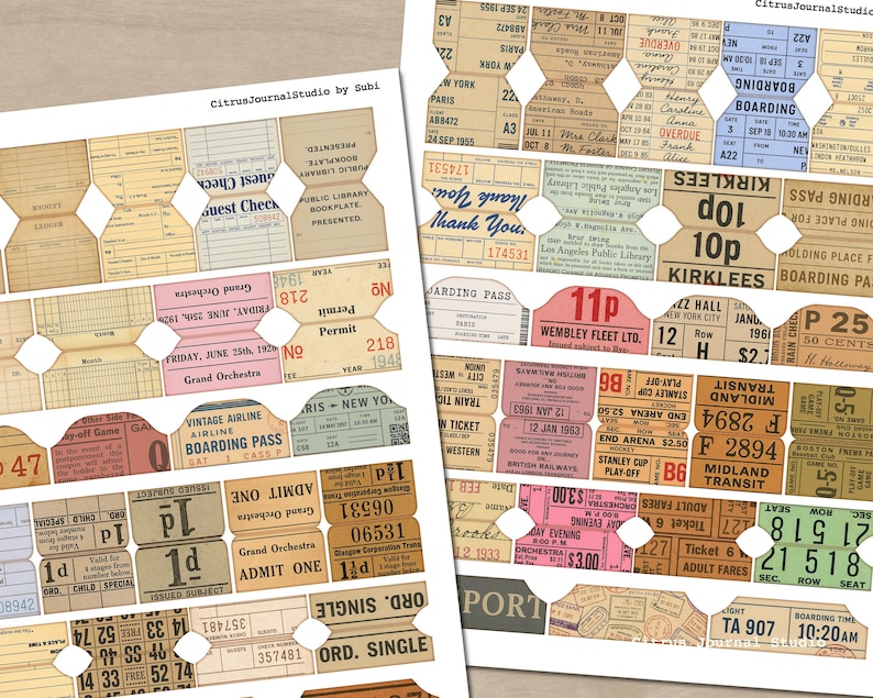 Vintage Junk Journal Tabs, Printable Vintage Ephemera Tabs, Digital Kit ...