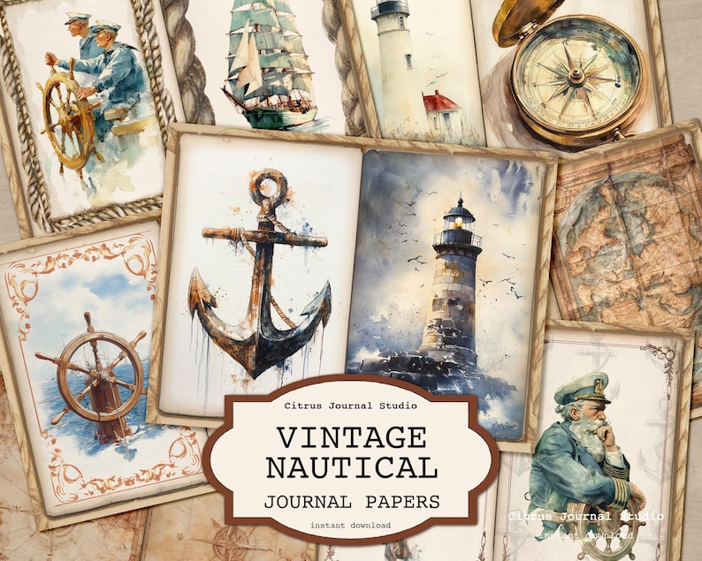 Vintage Nautical Junk Journal, Lighthouse Journal, Ocean Junk Journal ...
