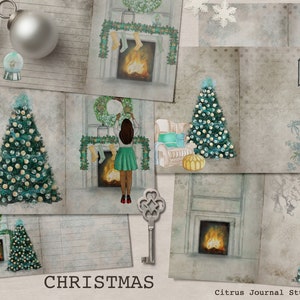 Weihnachtspapier, Junk Journal, Vintage Weihnachten, Weihnachts Journal Kit, Ephemera Journal, Junk Journal Kit, Journal Tags, Weihnachten Tags
