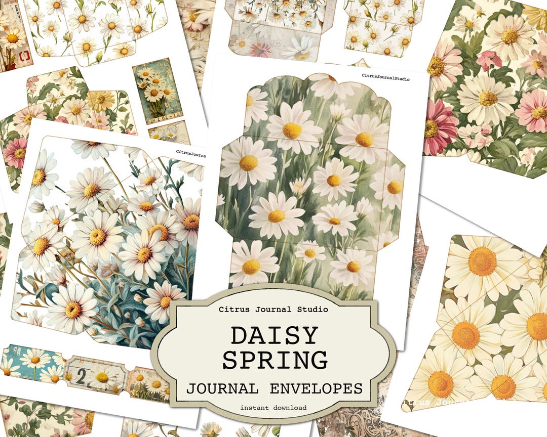 Daisy Journal Envelopes, Spring Junk Journal Envelopes, Spring Pocket ...