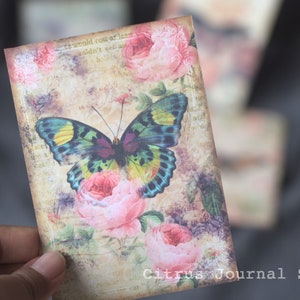 Butterfly Tags, Junk Journal Kit, Ephemera, ATC, Shabby Chic, Journal Tags, Vintage, Scrapbook, French Rose, Envelope, Journal Insert, Rose