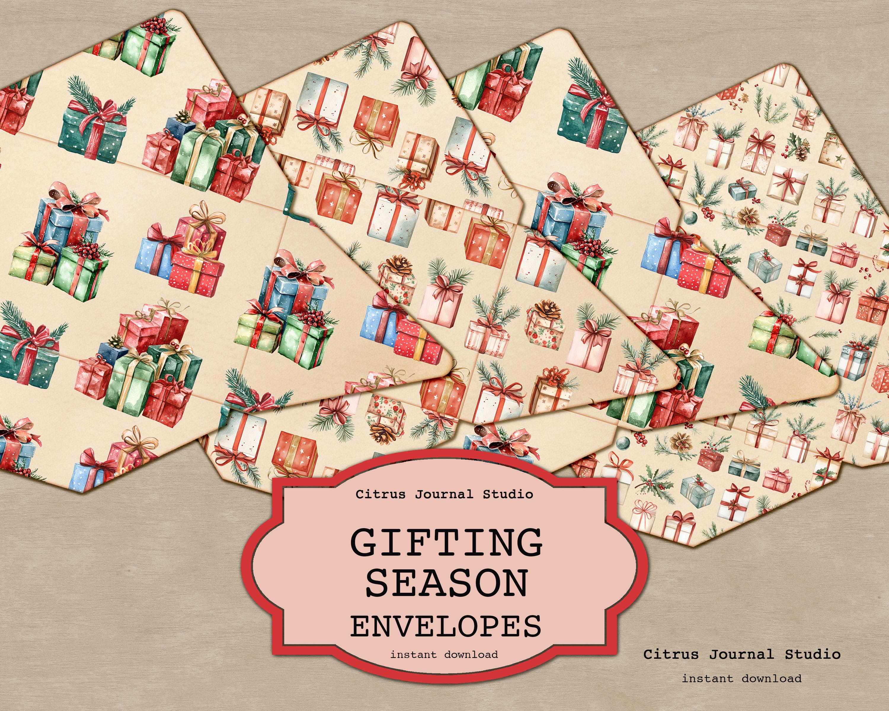 Christmas Envelopes, Holiday Envelopes, Junk Journal Envelopes, Christmas Junk Journal, Gifting Season, Journal Envelope, Gift Envelopes