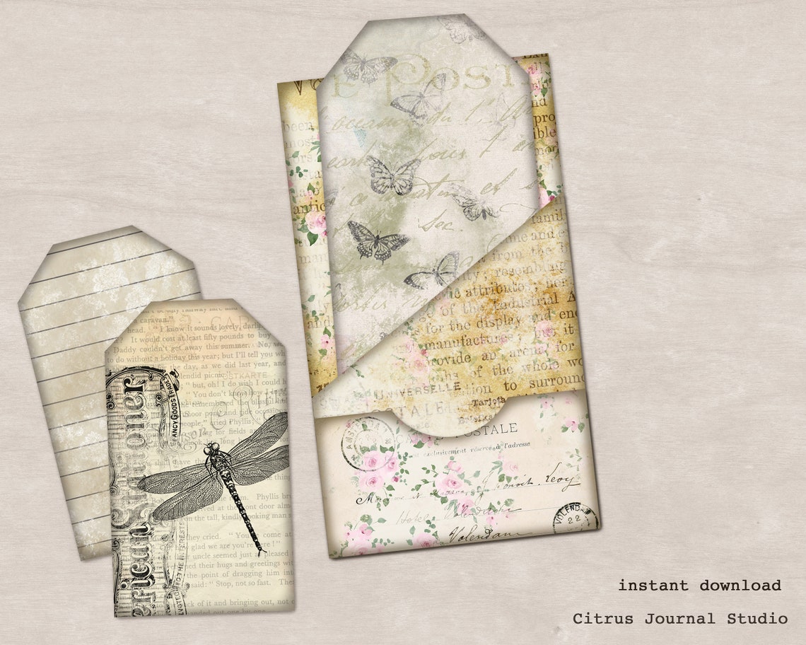 Pocket Tag Junk Journal Printable Ephemera Journal Tags - Etsy