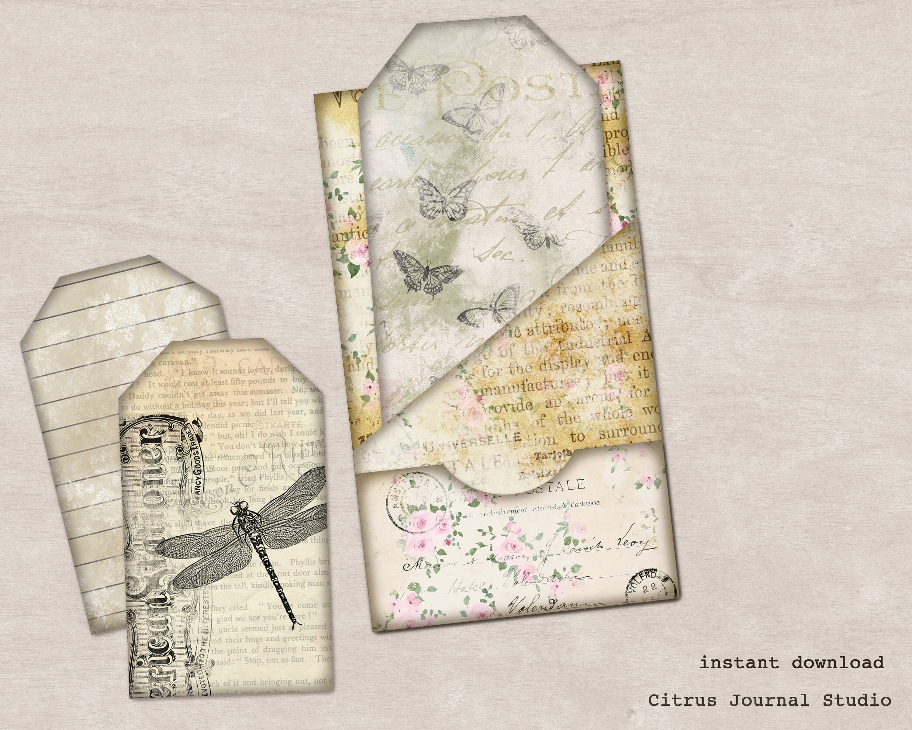 Pocket Tag Junk Journal Printable Ephemera Journal Tags - Etsy