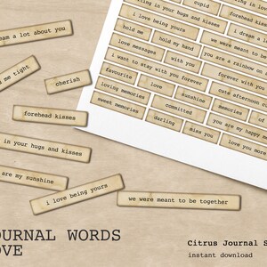 Journal Words, Junk Journal, Junk Journal Kit,  Love Journal Words, Love Quotes, Printable Words, Junk Journal Digital, Ephemera, Cute Quote