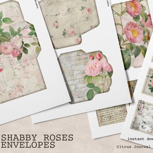 Rosas en mal estado, Sobre de monedas, Diario basura, Efímera, Papel decorativo, Hojas de collage, Álbum de recortes, Kit de diario basura, Carta, Sobre cargado