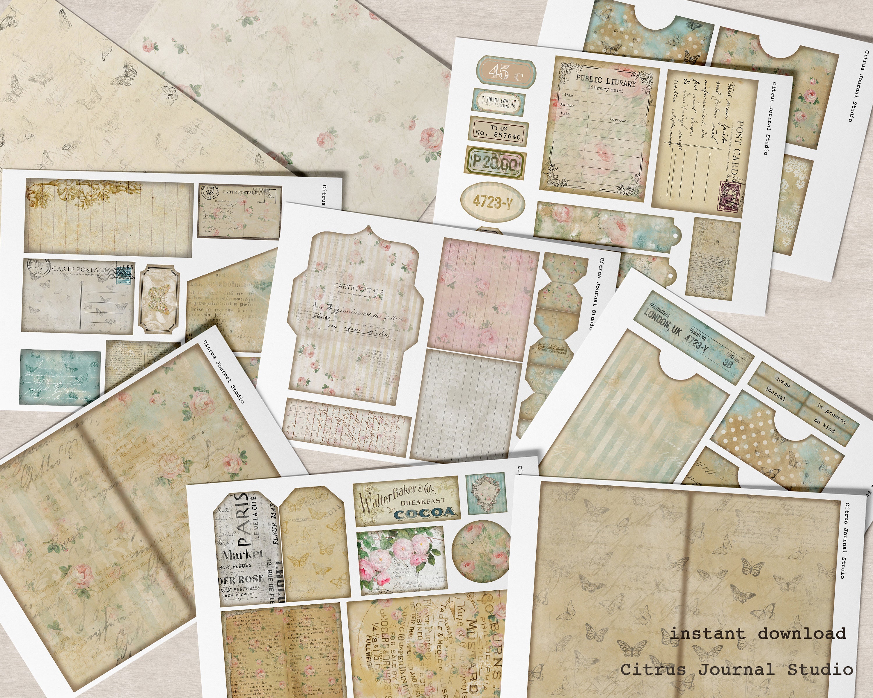 File Folder Junk Journal Kit Folio Journal Insert Collage Etsy