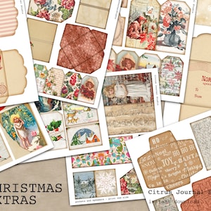 Envelopes de Natal, kit de lixo eletrônico, coisas efêmeras de Natal, etiqueta carregada de Natal, etiqueta de bolso de Natal, Natal vintage, envelope carregado