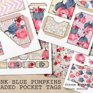 Pocket Tags, Pumpkin Tags, Autumn Kit, Junk Journal, Pumpkin Ephemera, Loaded Tags, Pumpkin Envelope, Fall Tickets, Autumn Tags, Fussy Cuts