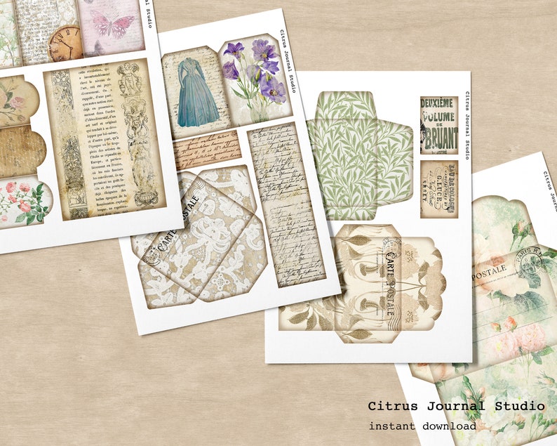 French Ephemera Postcards Junk Journal Kit Journal Insert - Etsy