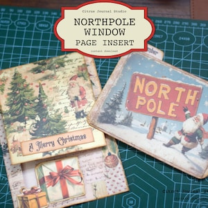 Insertion de page pôle Nord, page de journal de Noël, éphémères joyeux Noël, coupes difficiles de Noël, insert de page de journal indésirable, carte du père Noël