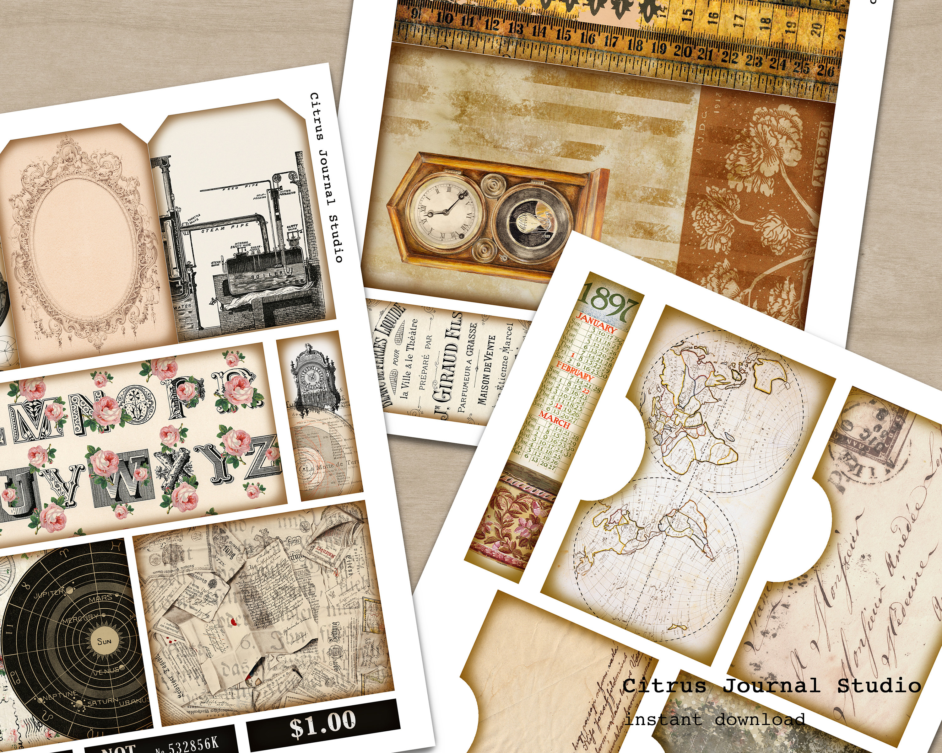 Vintage Fold Folio Journal Junk Journal Kit Pocket Tag - Etsy