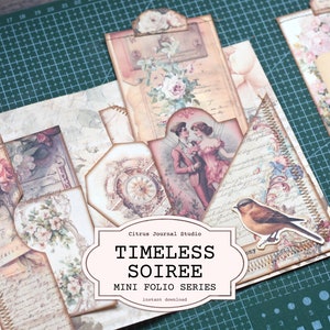 Journal de la Saint-Valentin, journal indésirable, folio chargé, mini folio, folio de journal indésirable, étiquettes roses, Cupidon, oiseaux d'amour, insert de journal vintage