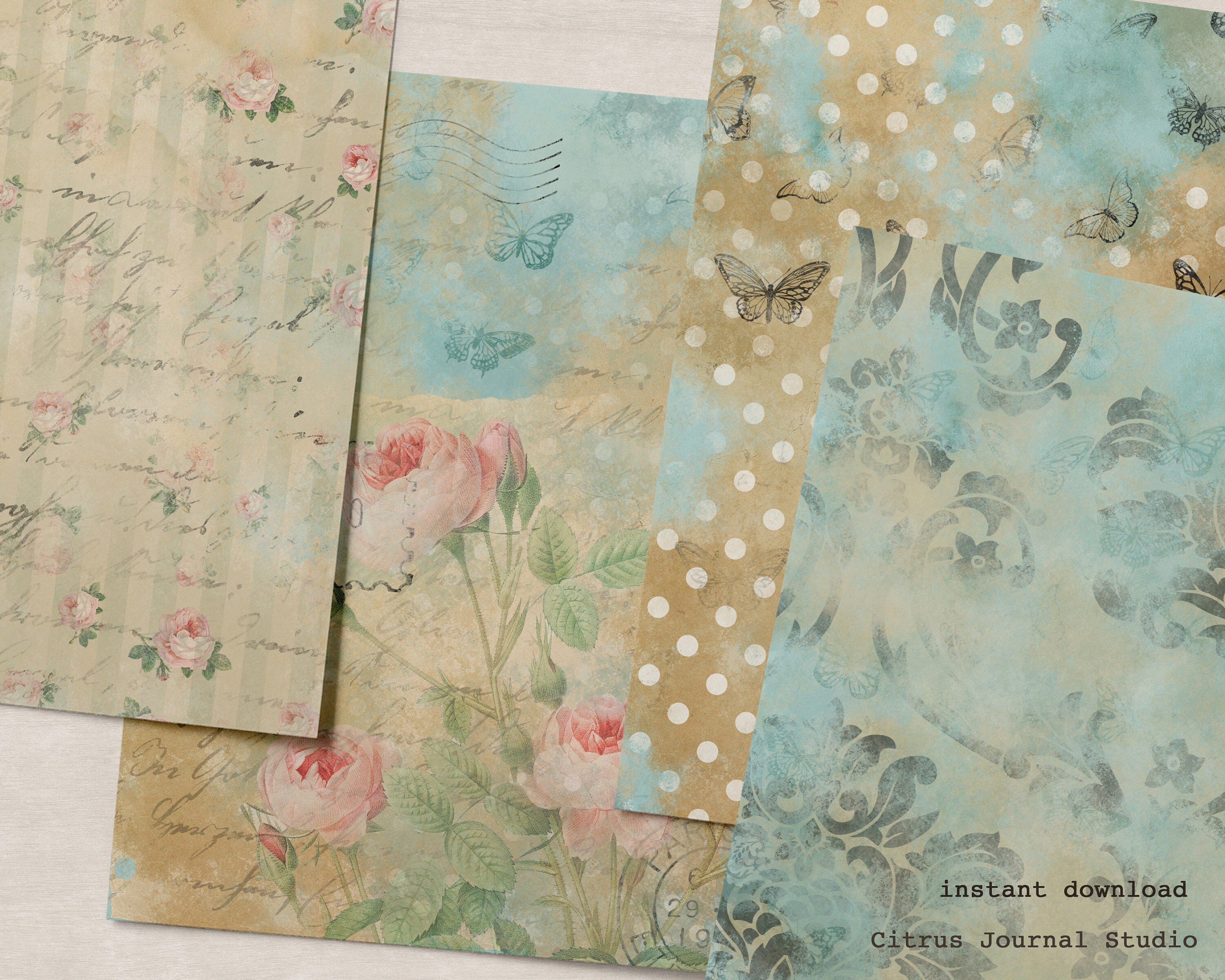 Shabby Chic Junk Journal Scrapbook Kit Collage Sheet - Etsy